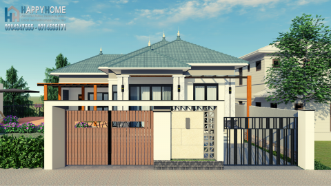 Mấu thiết kế nhà mái thái đẹp 1 tầng 3 phòng ngủ - Thiết kế nhà đẹp Quảng Trị 2019